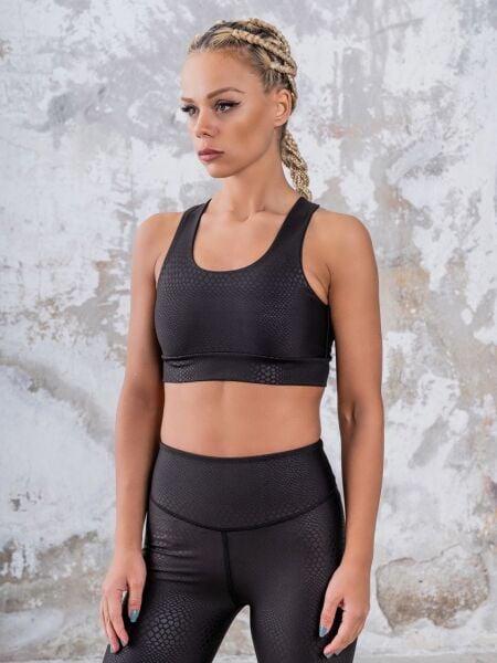 238 Single Crossed Spor Bra Snake Leather Look