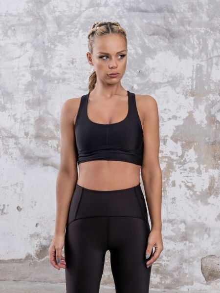 1164 Itilian Model  Extra High Waist Leggings Black Color