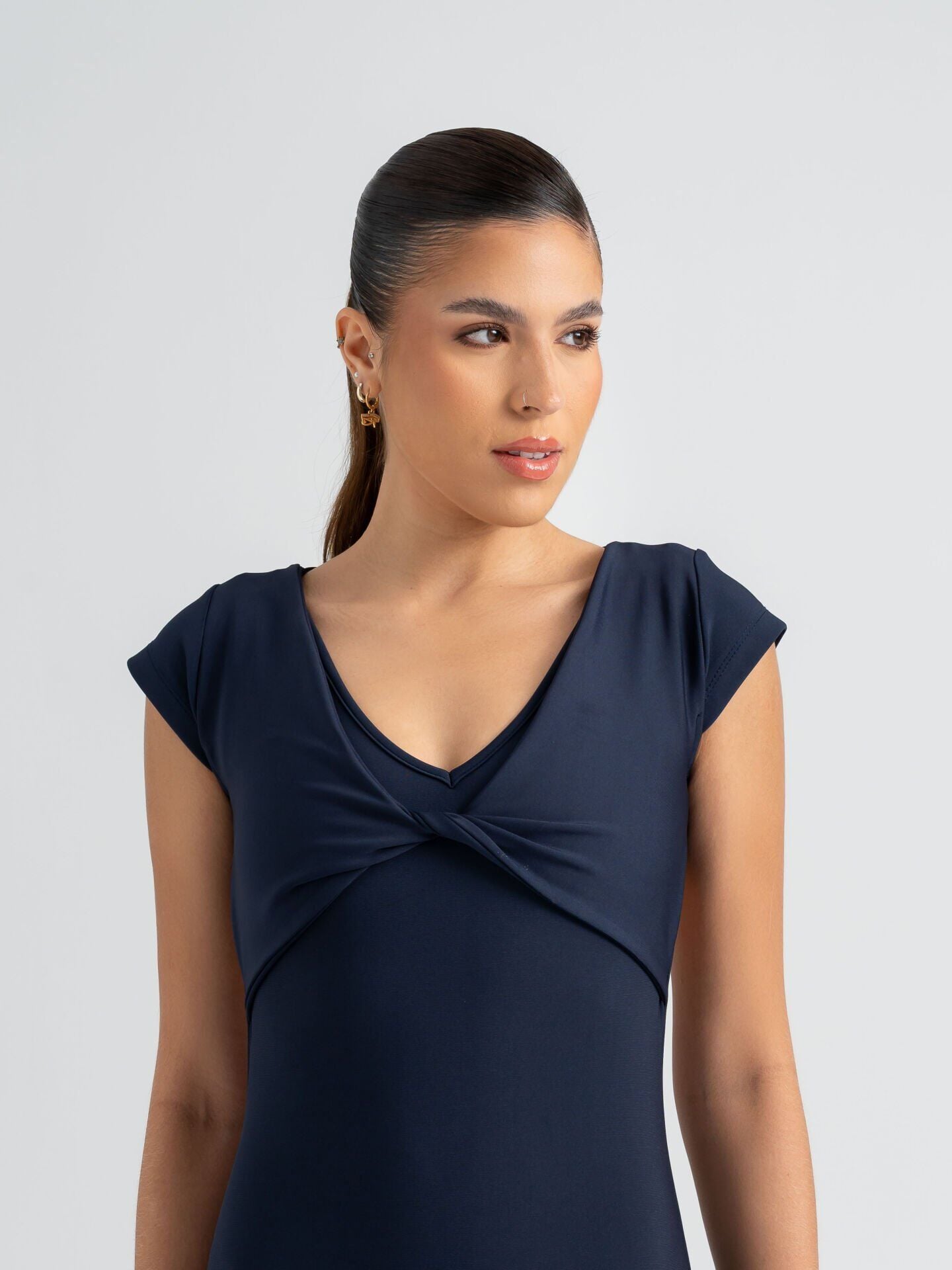 2302 Luna Backless Navy Blue Color