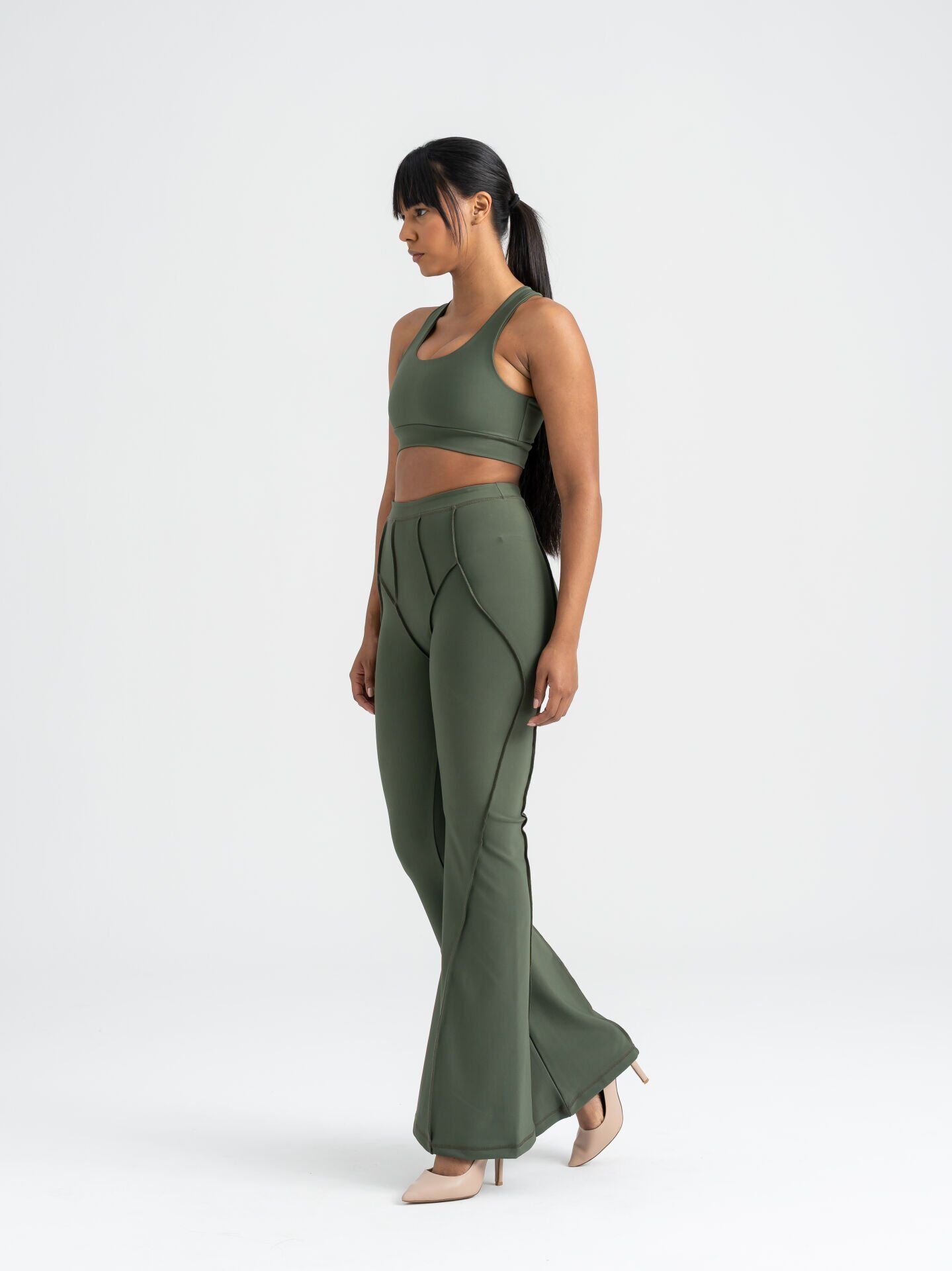 1266 Flare Fit Spanish Leggings Khaki Color