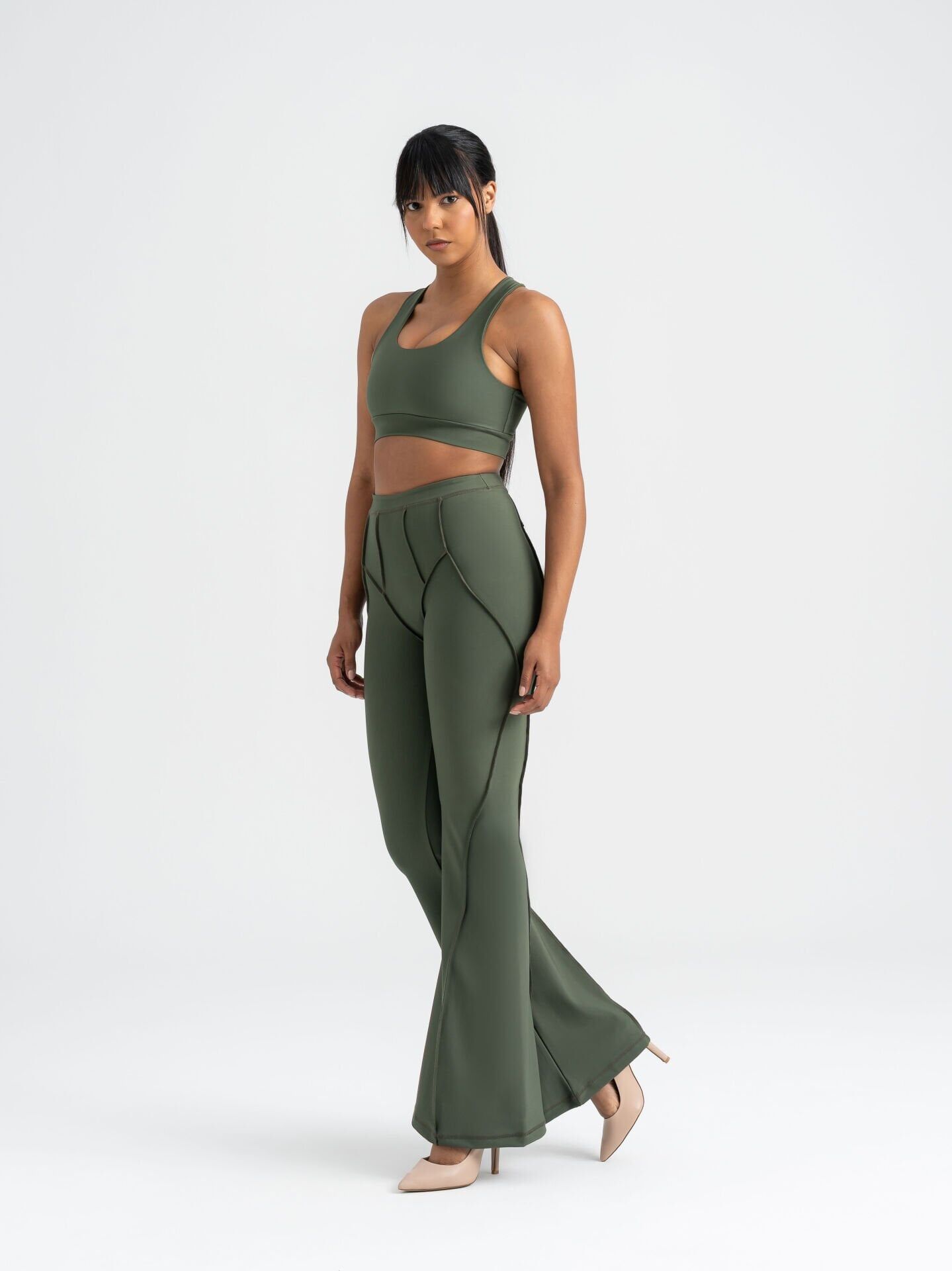 1266 Flare Fit Spanish Leggings Khaki Color