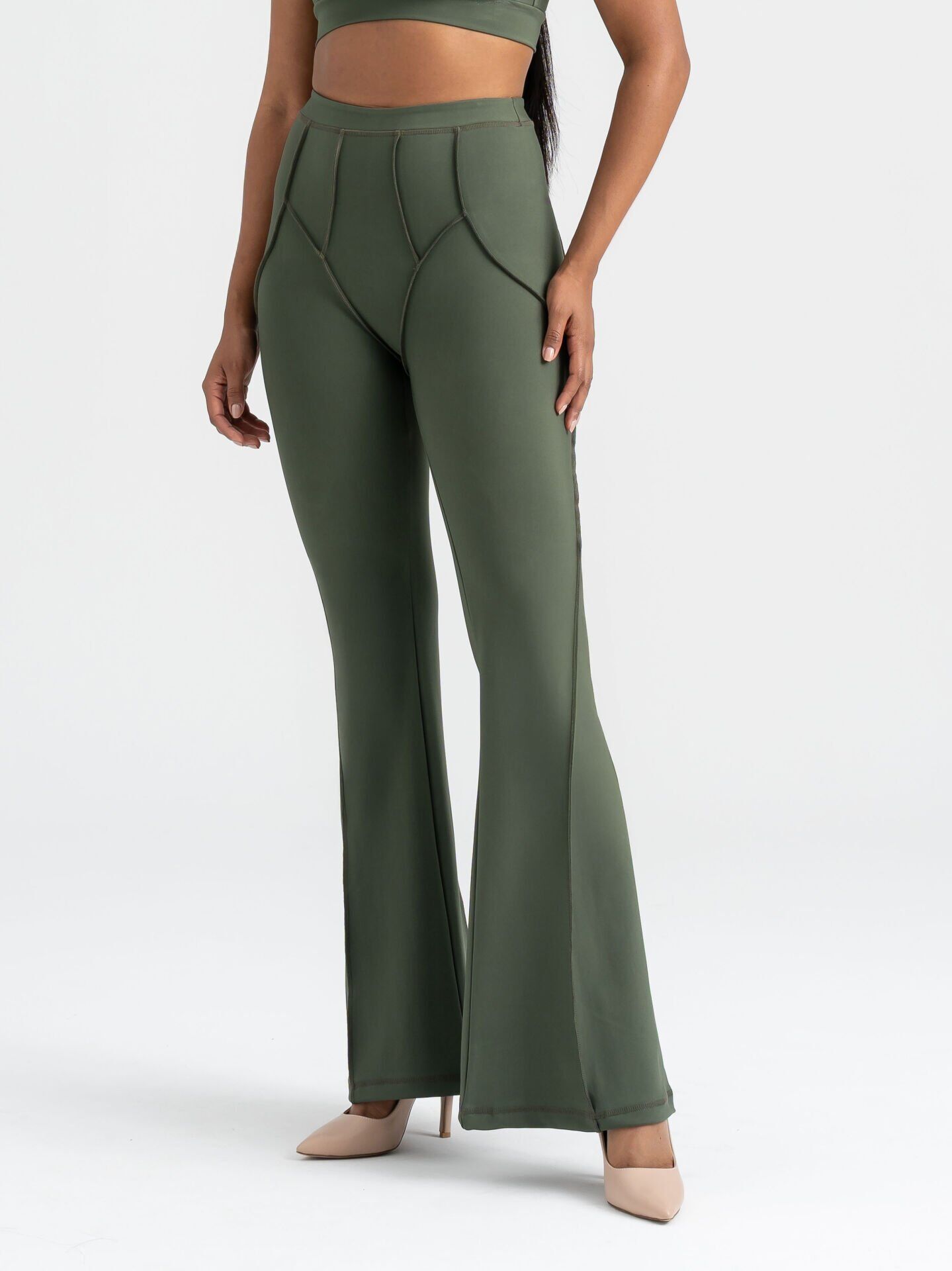 1266 Flare Fit Spanish Leggings Khaki Color