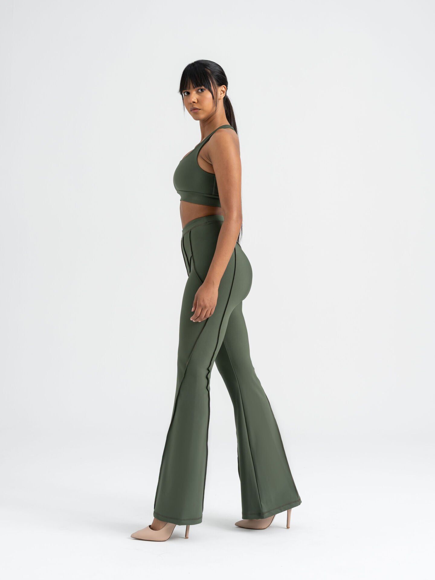 1266 Flare Fit Spanish Leggings Khaki Color