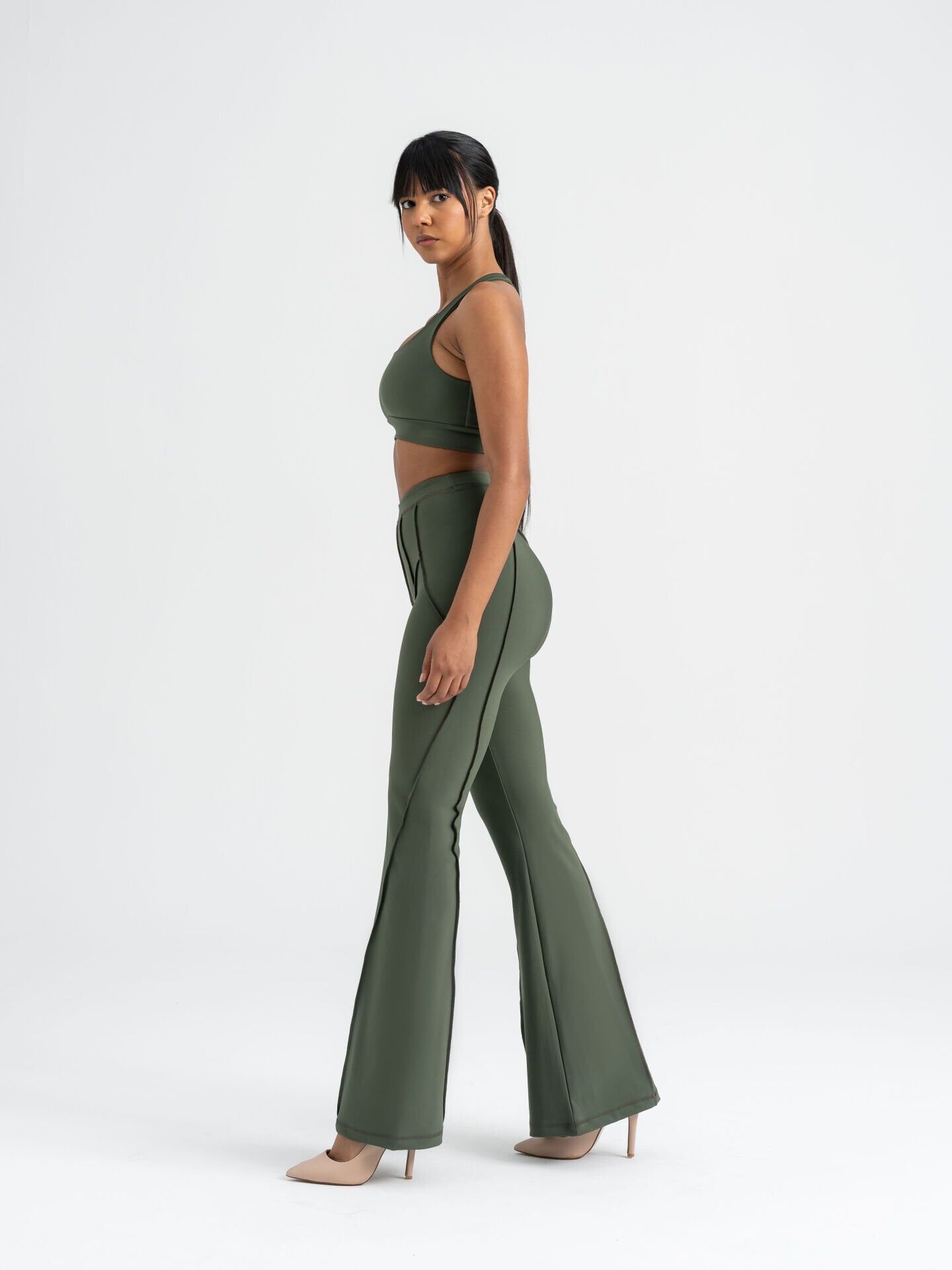 1266 Flare Fit Spanish Leggings Khaki Color