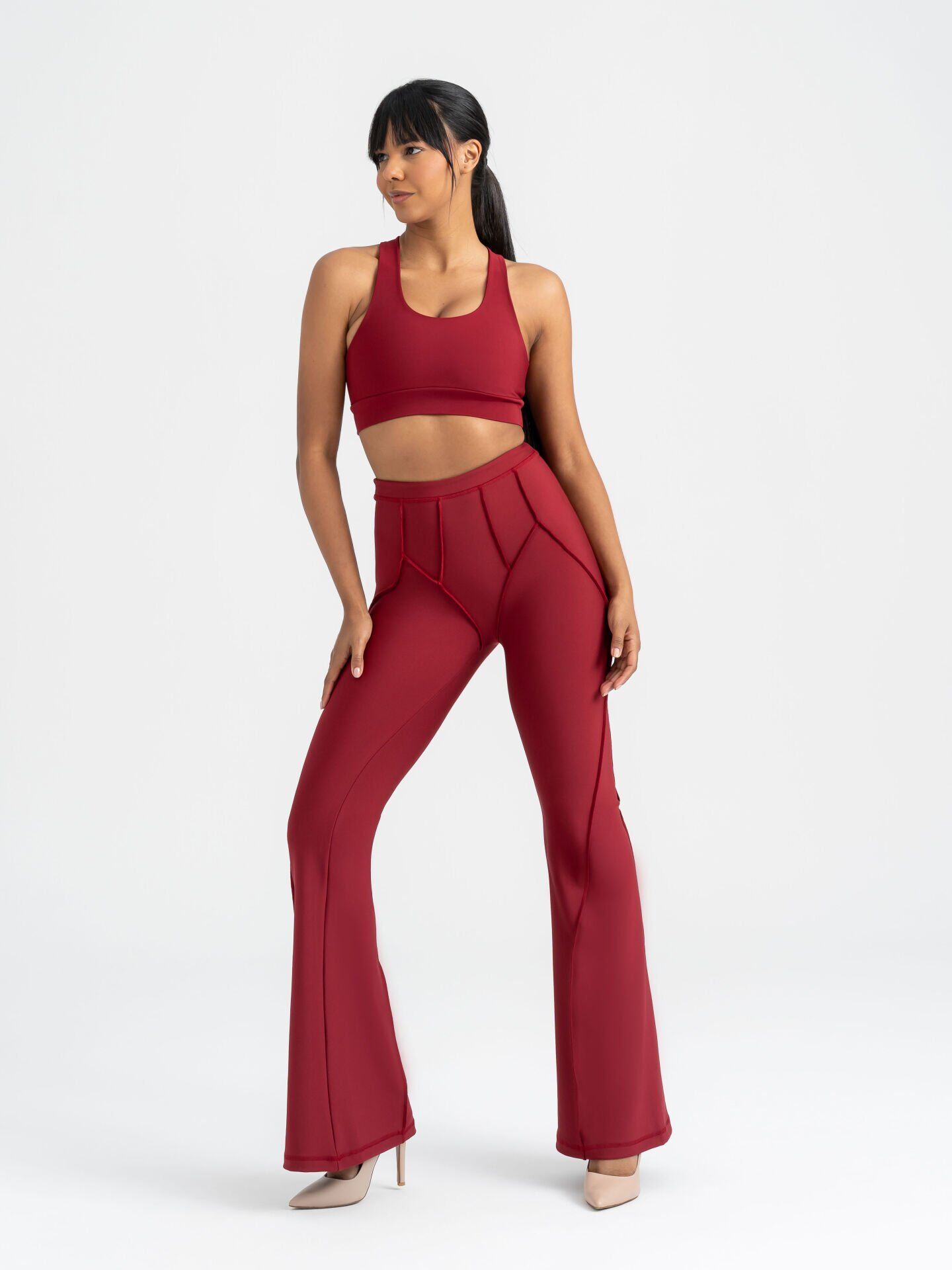 1270 Flare Fit İspanyol Paça Tayt Burgundy Color