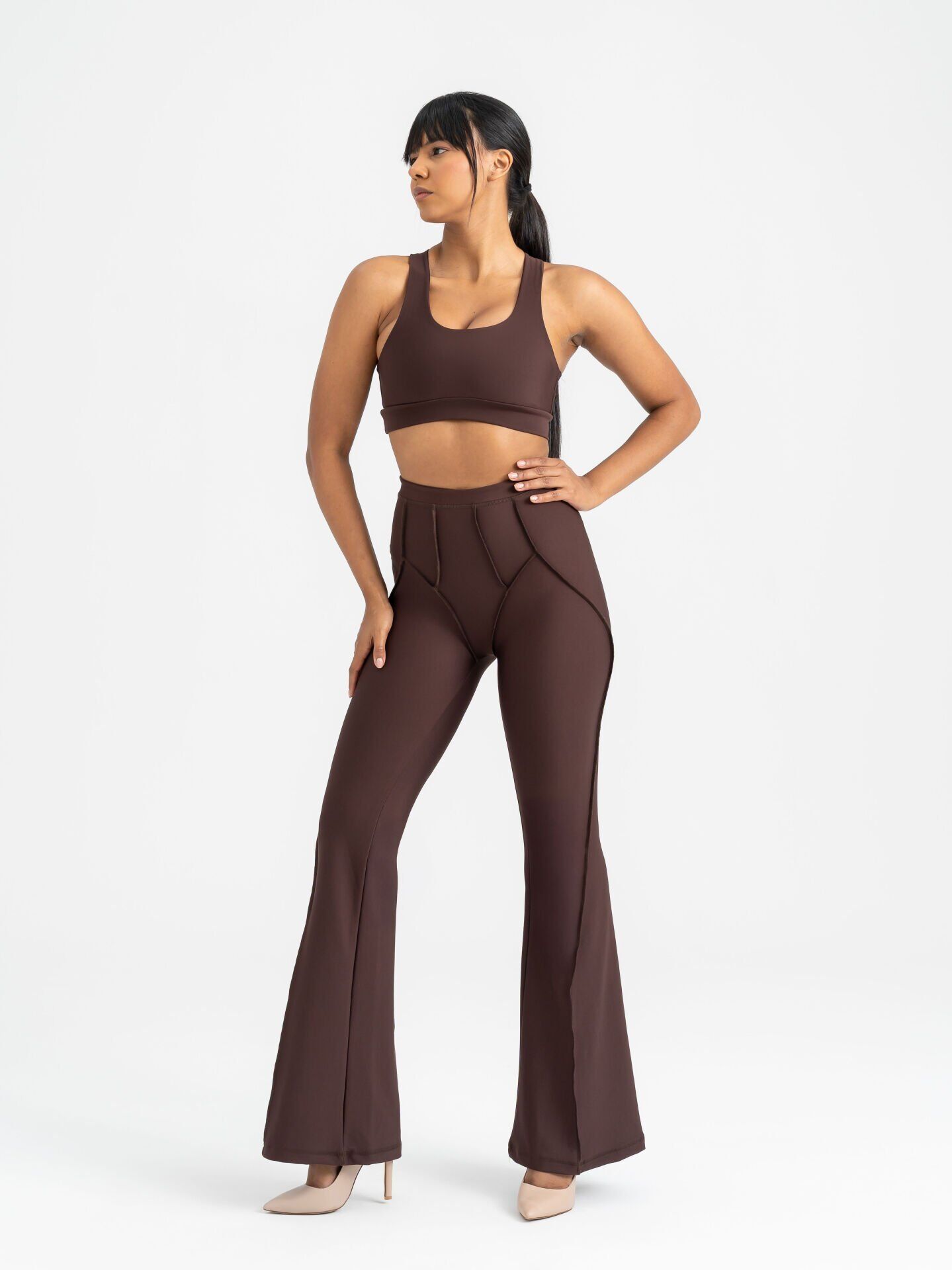1269 Flare Fit Spanish Leggings Brown Color