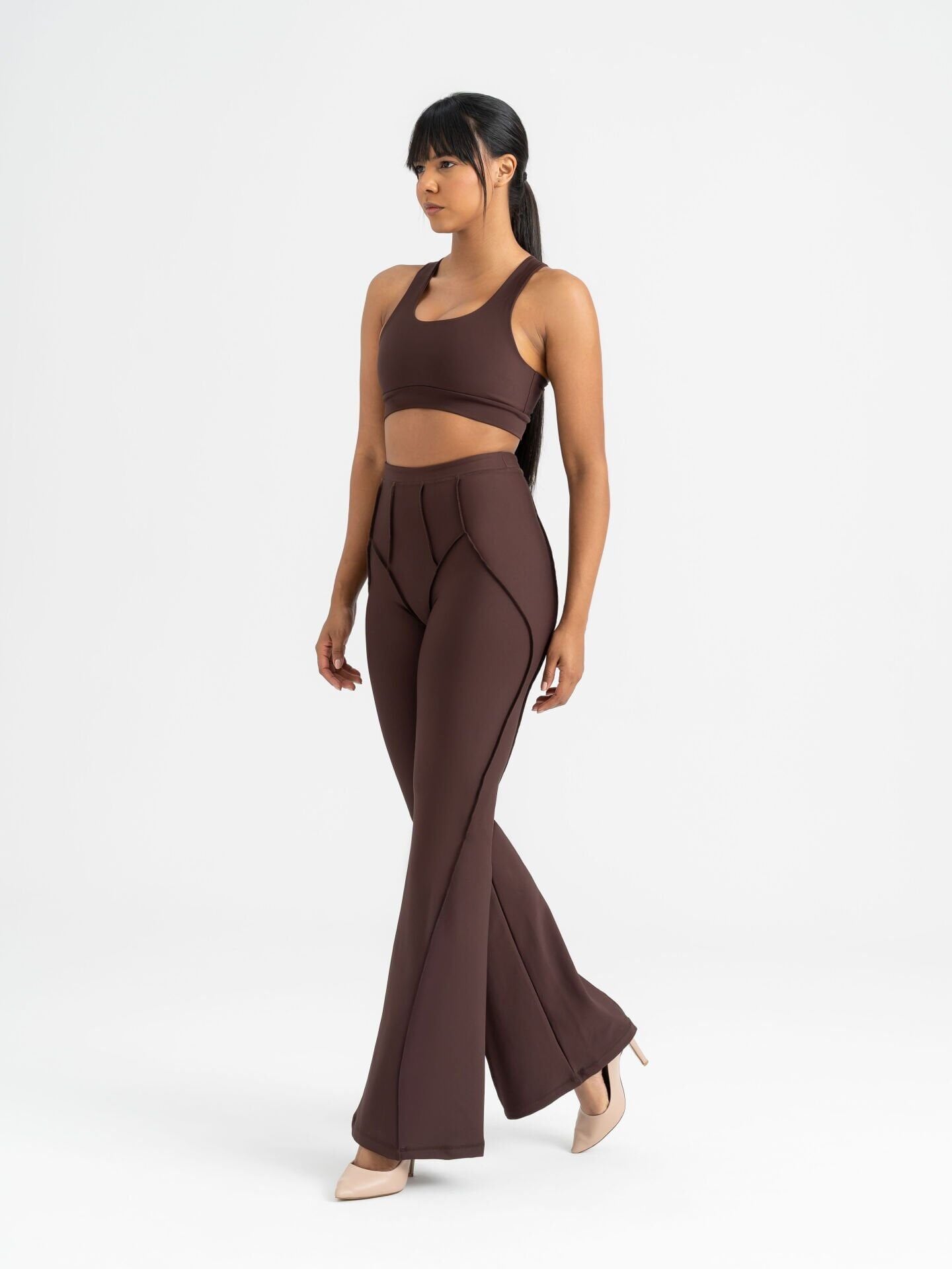 1269 Flare Fit Spanish Leggings Brown Color