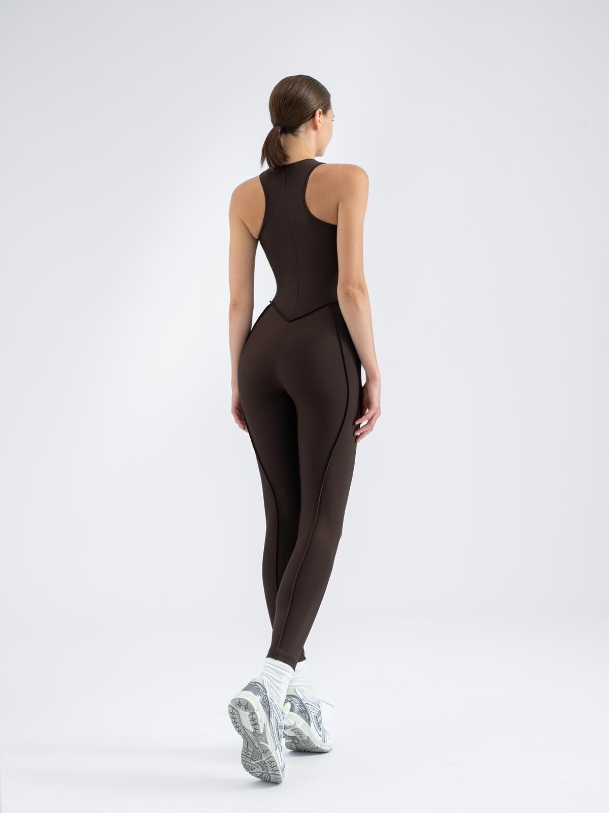 3702 Sculpt Line Jumpsuit Brown Color