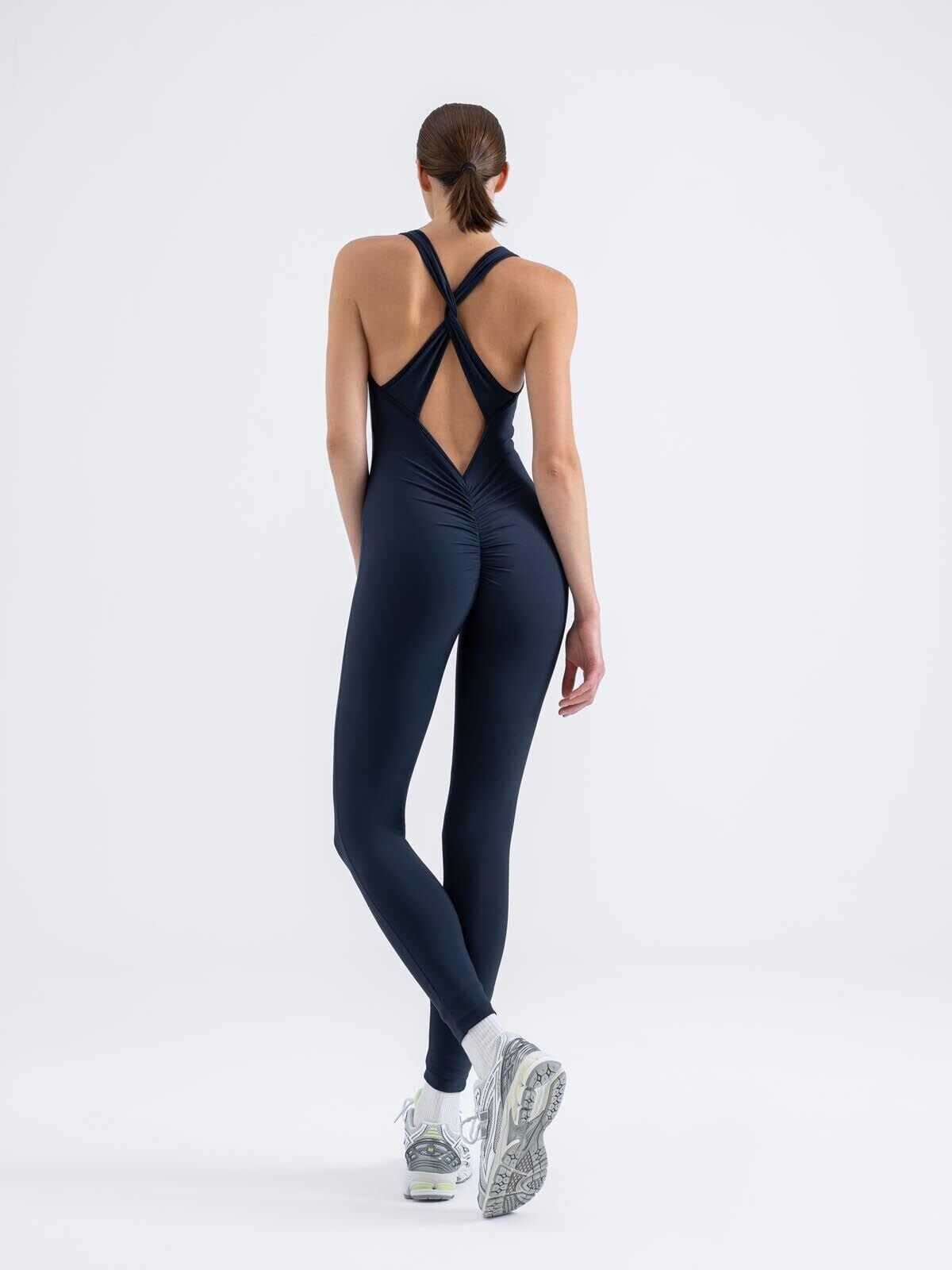 3602 Scrunch Butt Jumpsuit Navy Blue Color