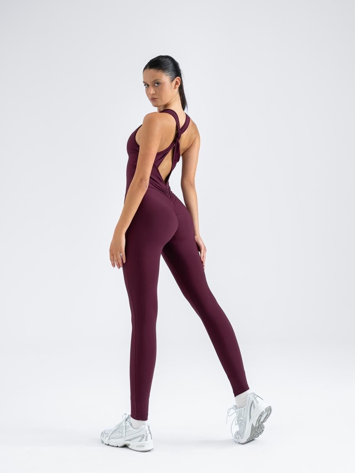 3601 Scrunch Butt Jumpsuit Damson Color