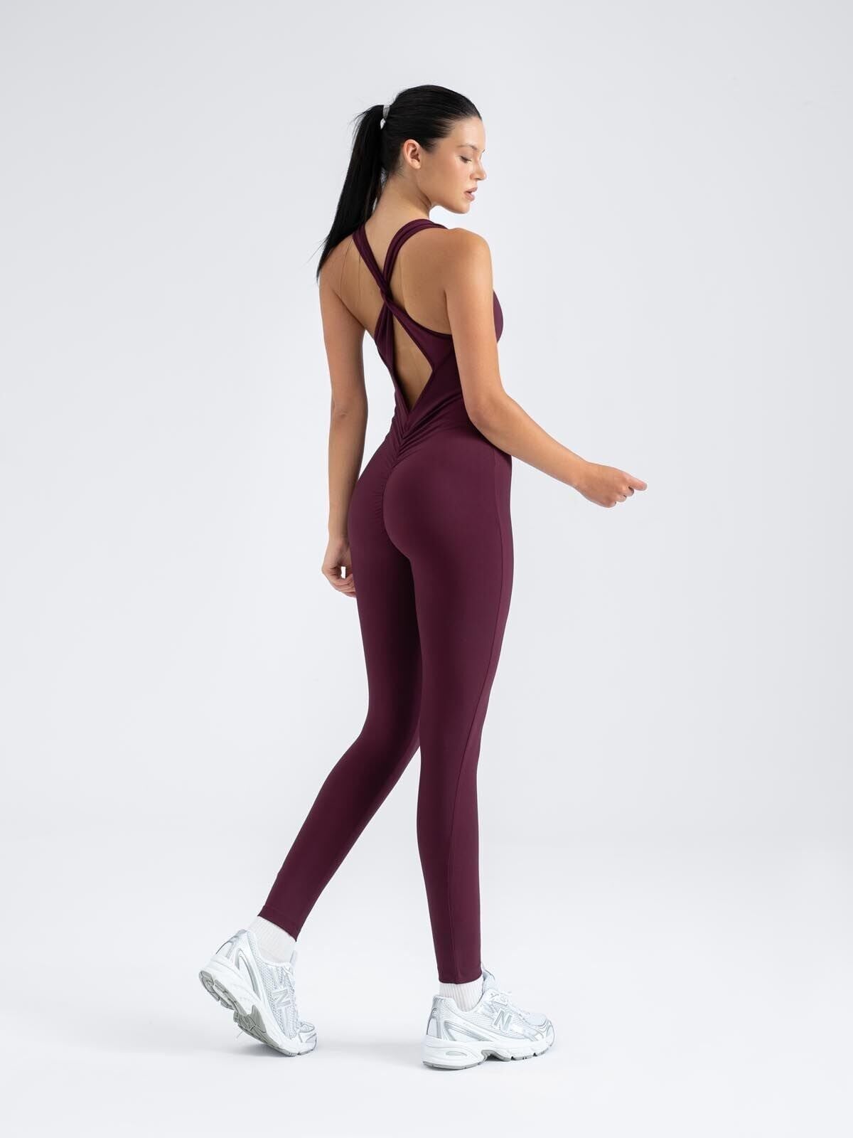 3601 Scrunch Butt Jumpsuit Damson Color
