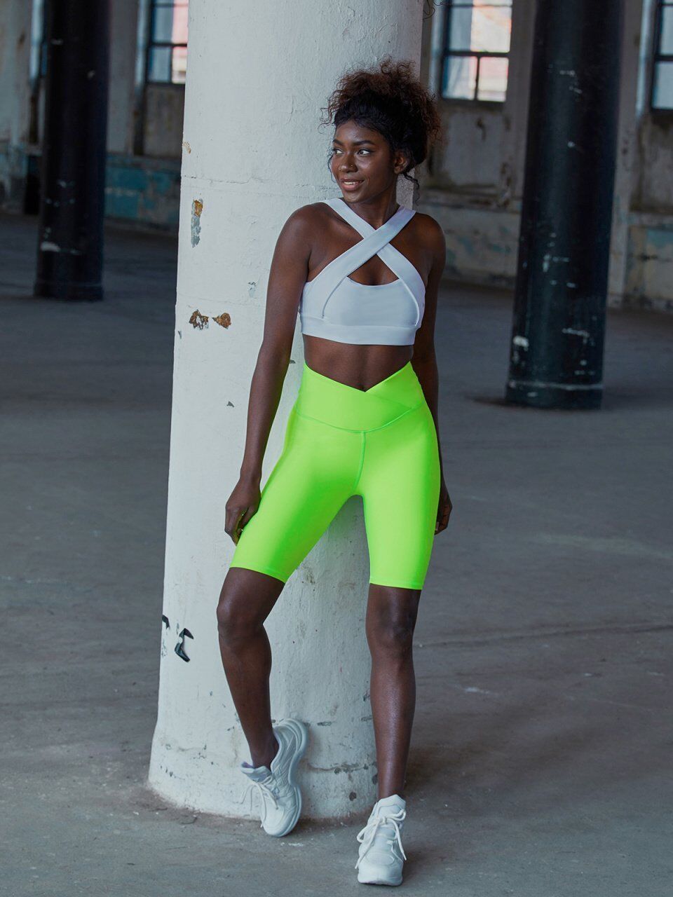 6012 We Waist Biker Leggings Neon Green