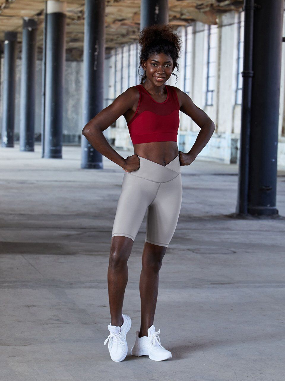 6013 We Waist Biker Leggings Grey Color