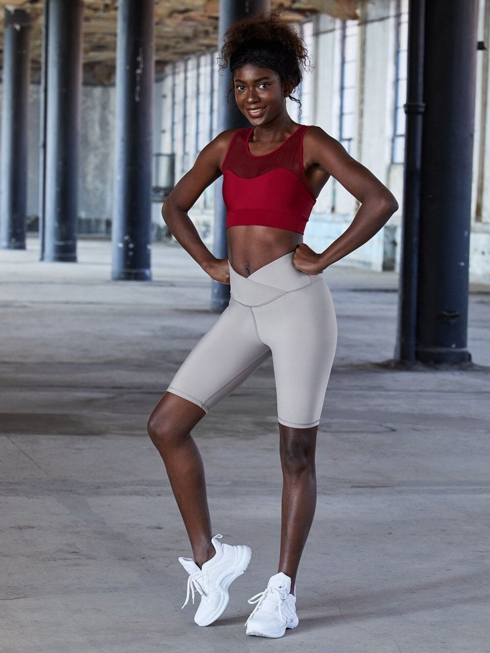 6013 We Waist Biker Leggings Grey Color