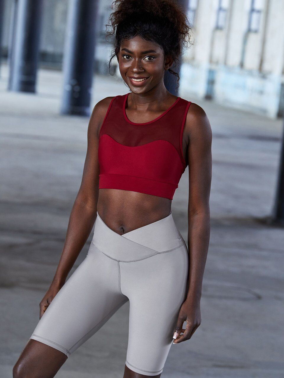 6013 We Waist Biker Leggings Grey Color