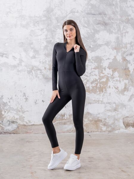 2325 Winter Long Sleeve Jumpsuit Black Color