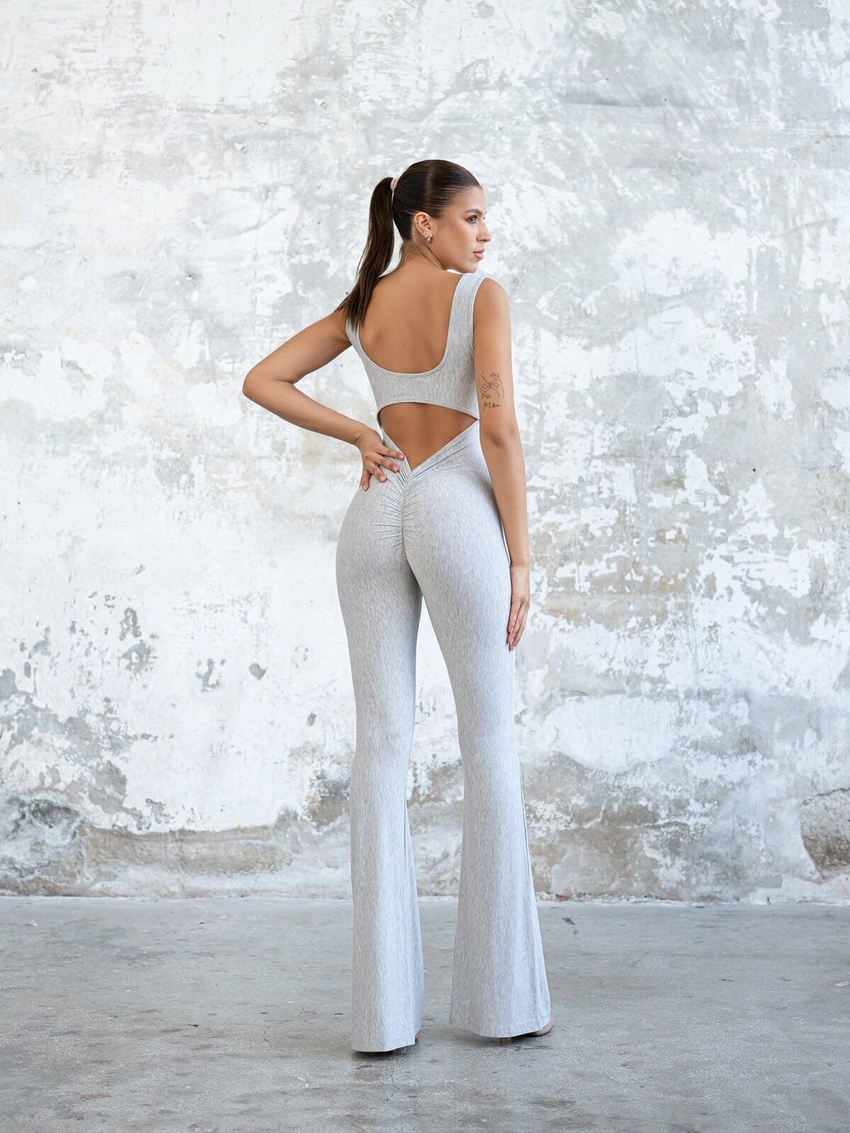 1507 Spanish Gray Breeze Scunch Butt Jumpsuit