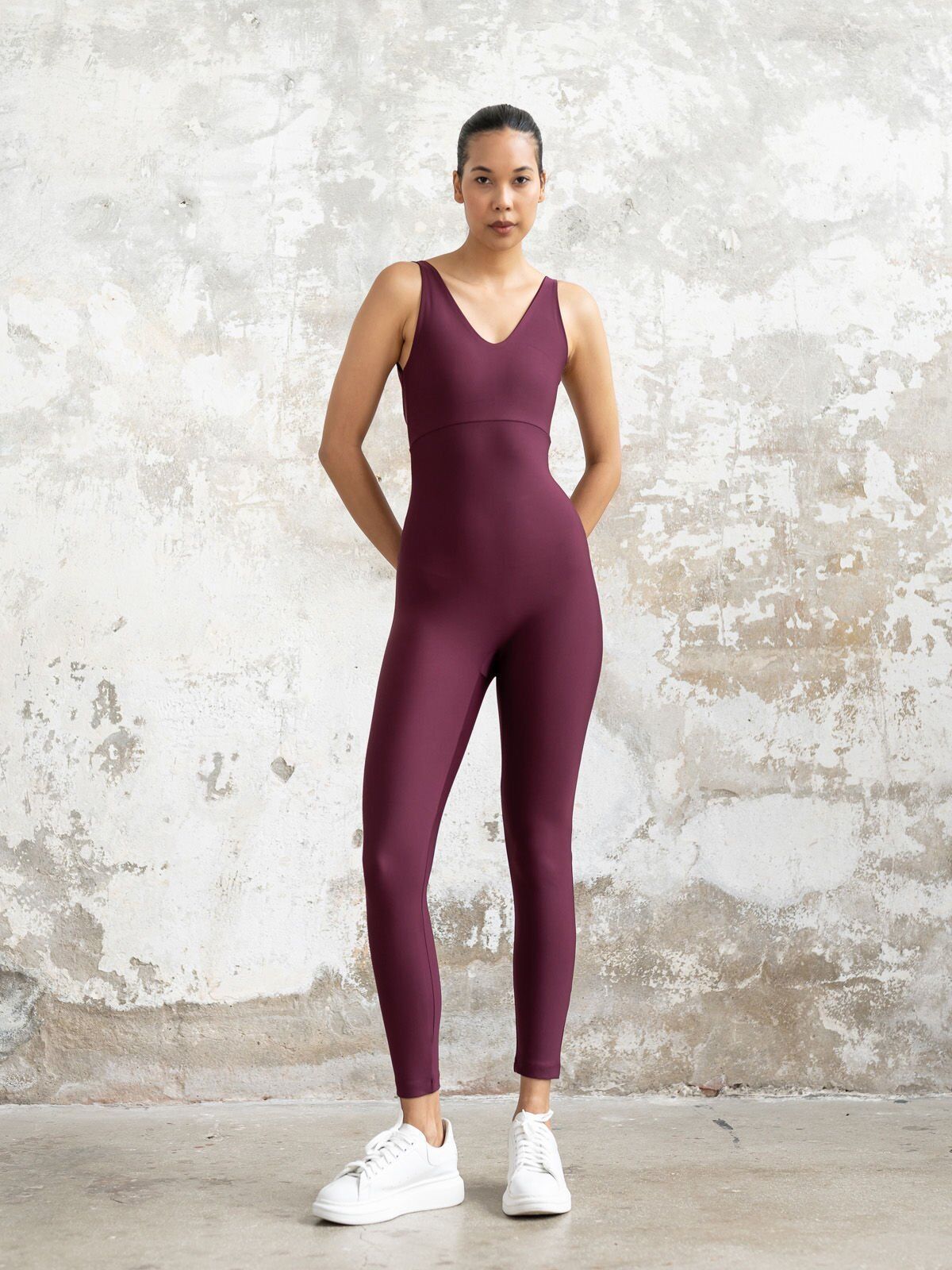 2104 Double Cross Jumpsuit Damson Color