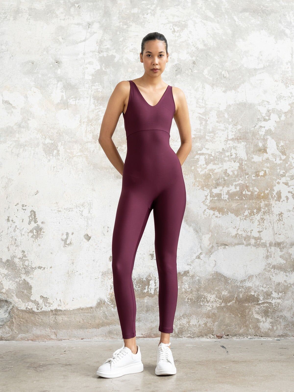 2104 Double Cross Jumpsuit Damson Color