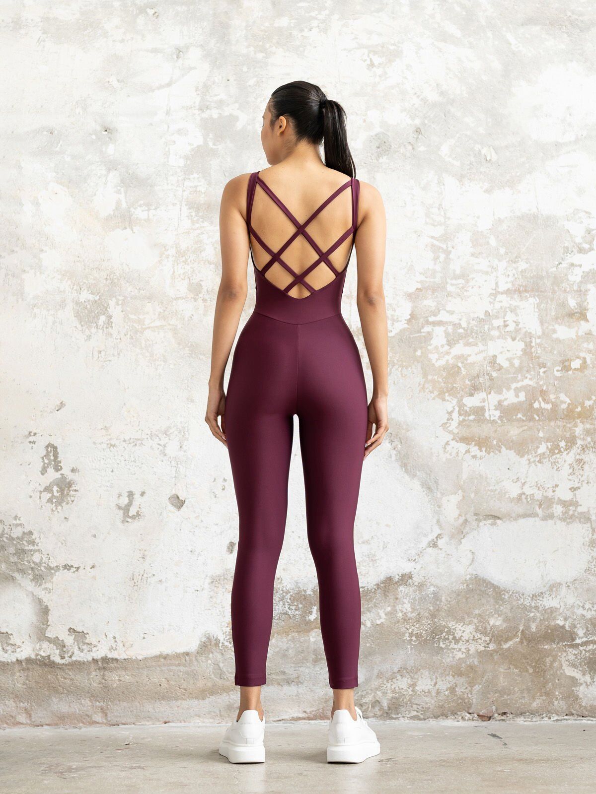 2104 Double Cross Jumpsuit Damson Color