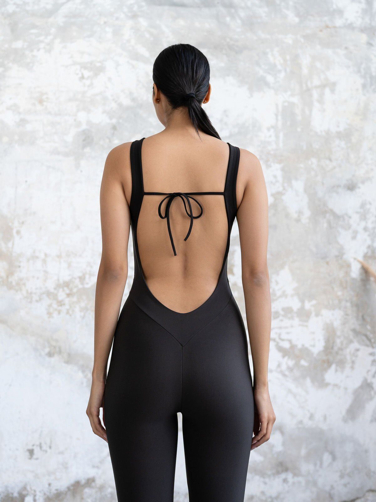 1600 Full Body Decolette Jumpsuit Black Color