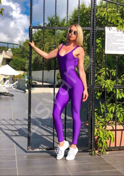 1603 Full Body Decolette Jumpsuit Purple Color