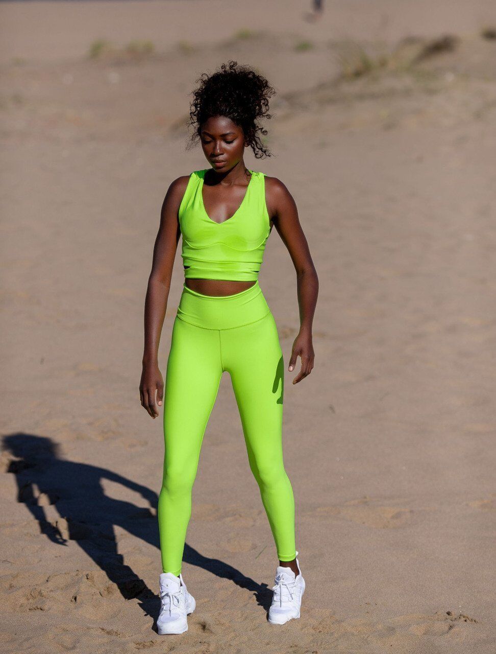 Neon Yeşil Ekstra Yüksel Bel Spor Tayt 274