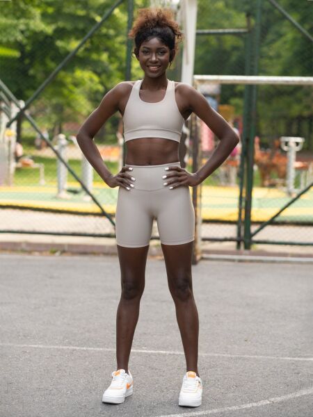 209 Single Crossed Spor Bra Water Beige