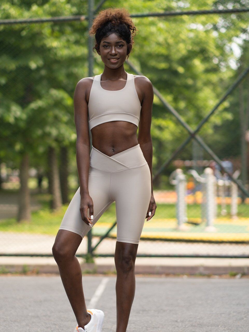 6034 We Waist Biker Leggings Water Beige